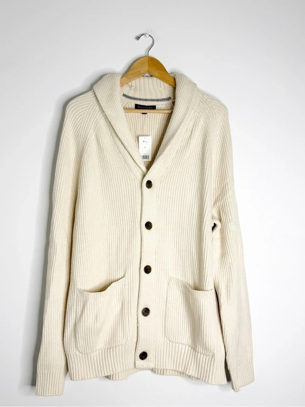 Banana Republic Men’s Shawl Collar Cardigan Sweater Ivory XL NWT
